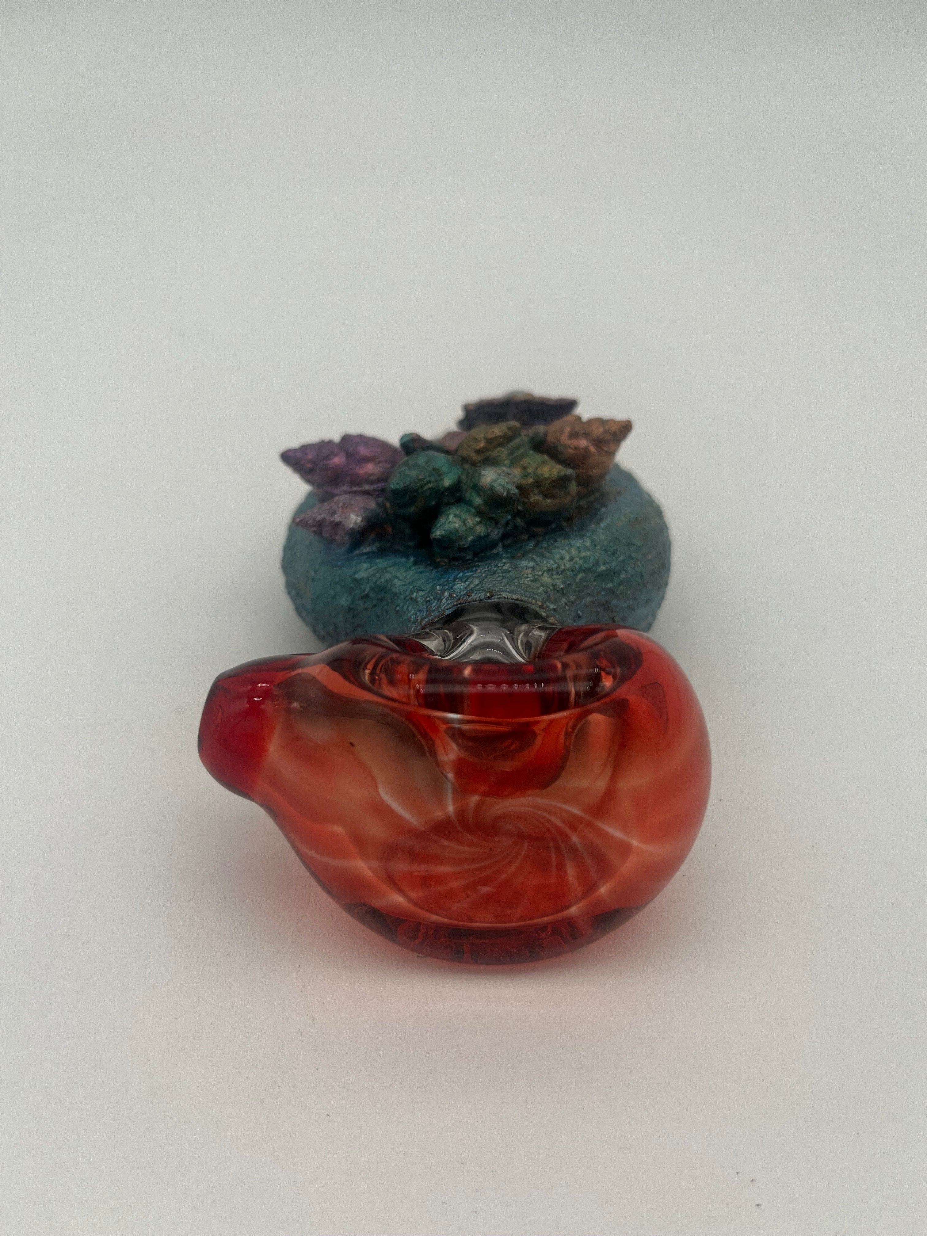 Cherry Glass Coral Electroplated Handpipe