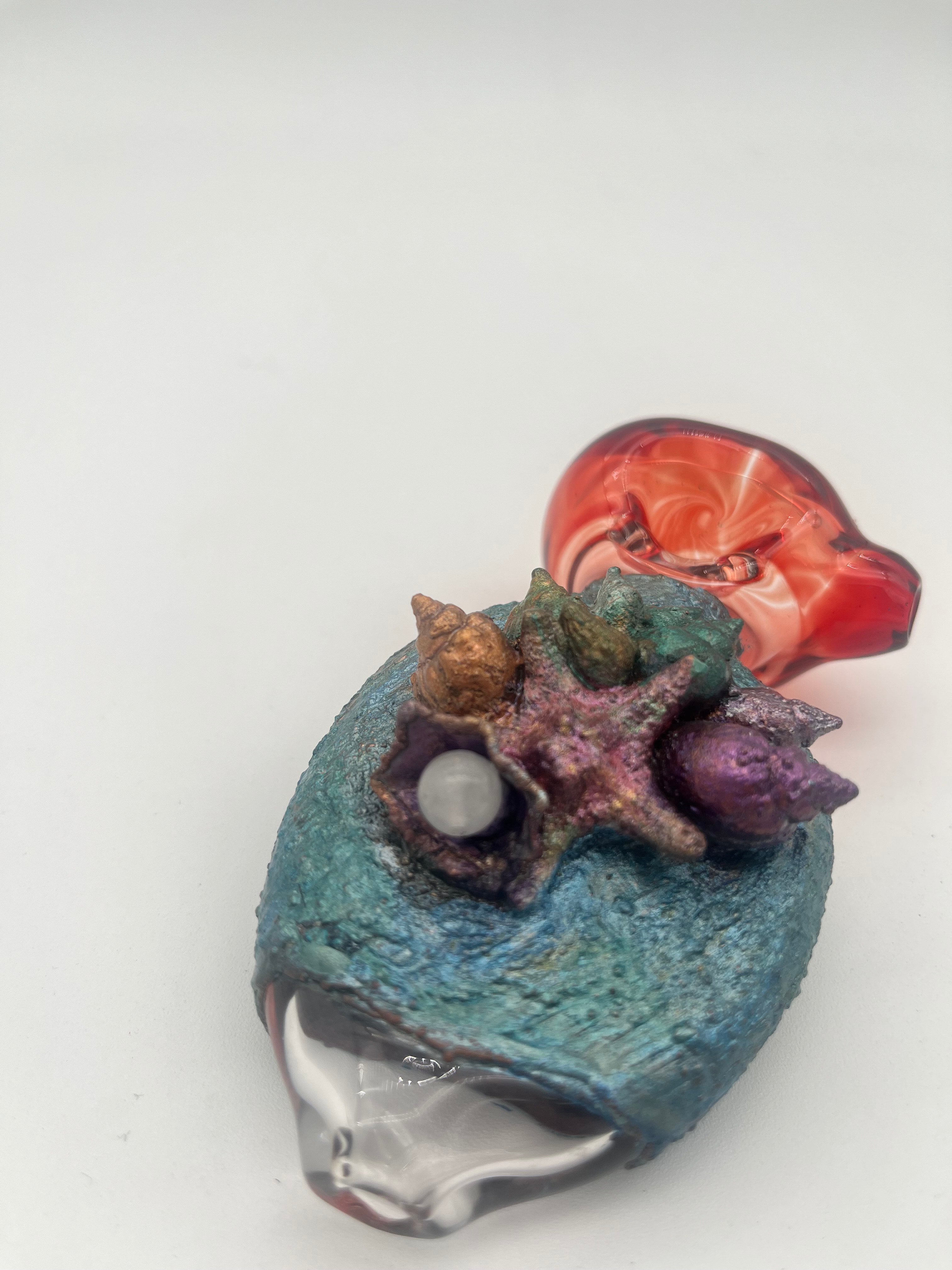 Cherry Glass Coral Electroplated Handpipe