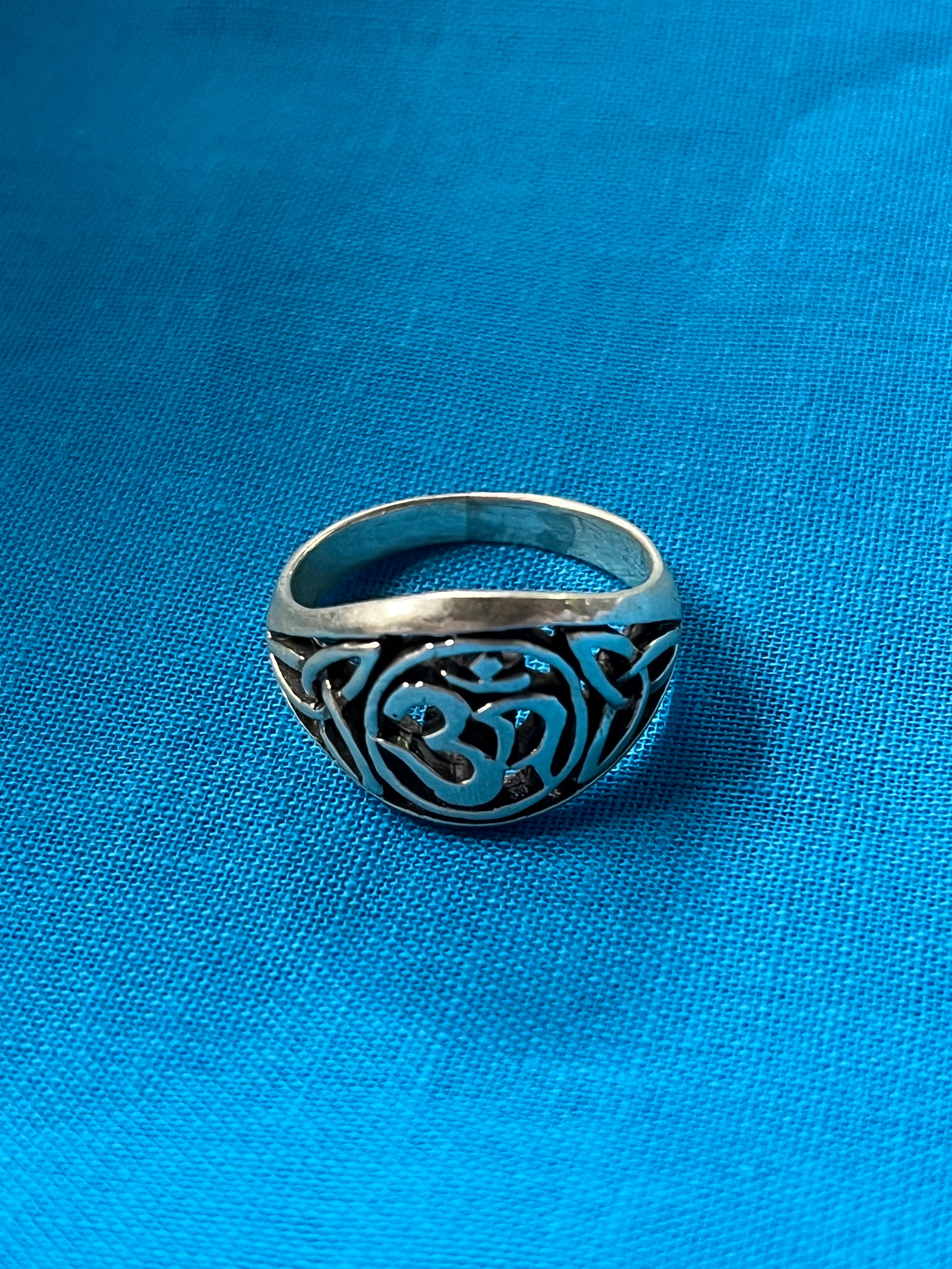 Om Silver Ring Size 9