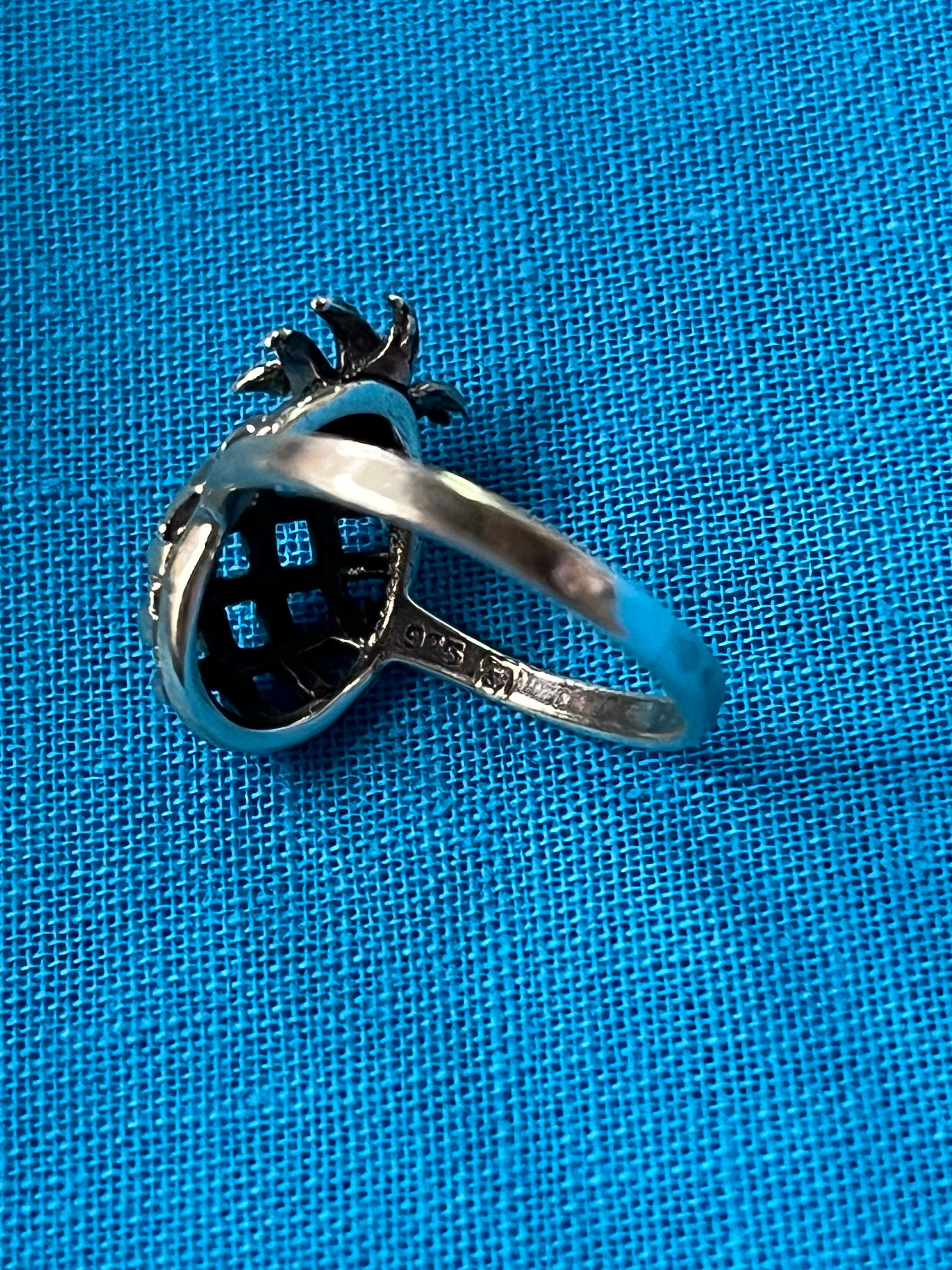Pineapple Silver Ring Size 6.5