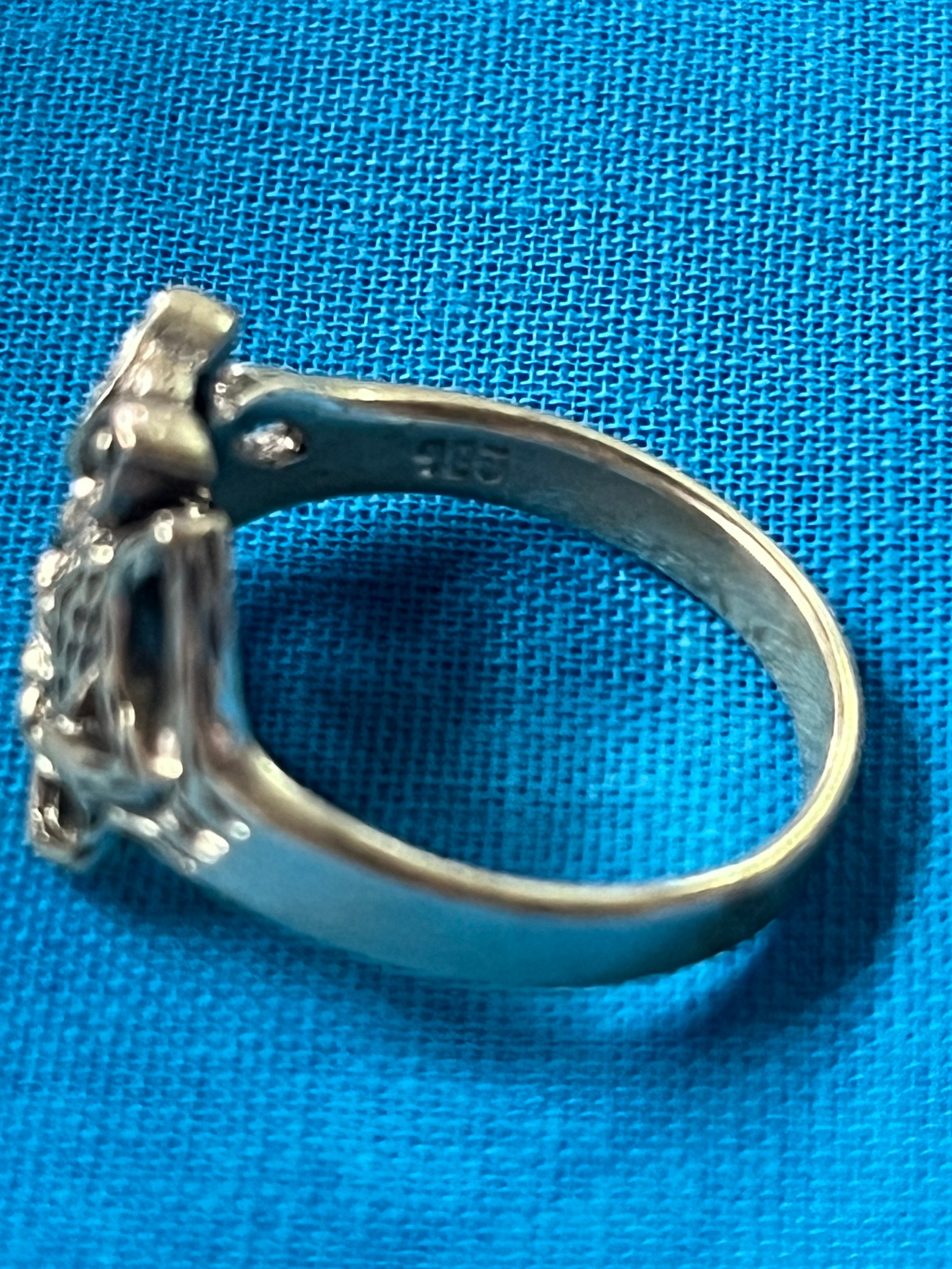 Owl In A Tree Silver Ring Size 8