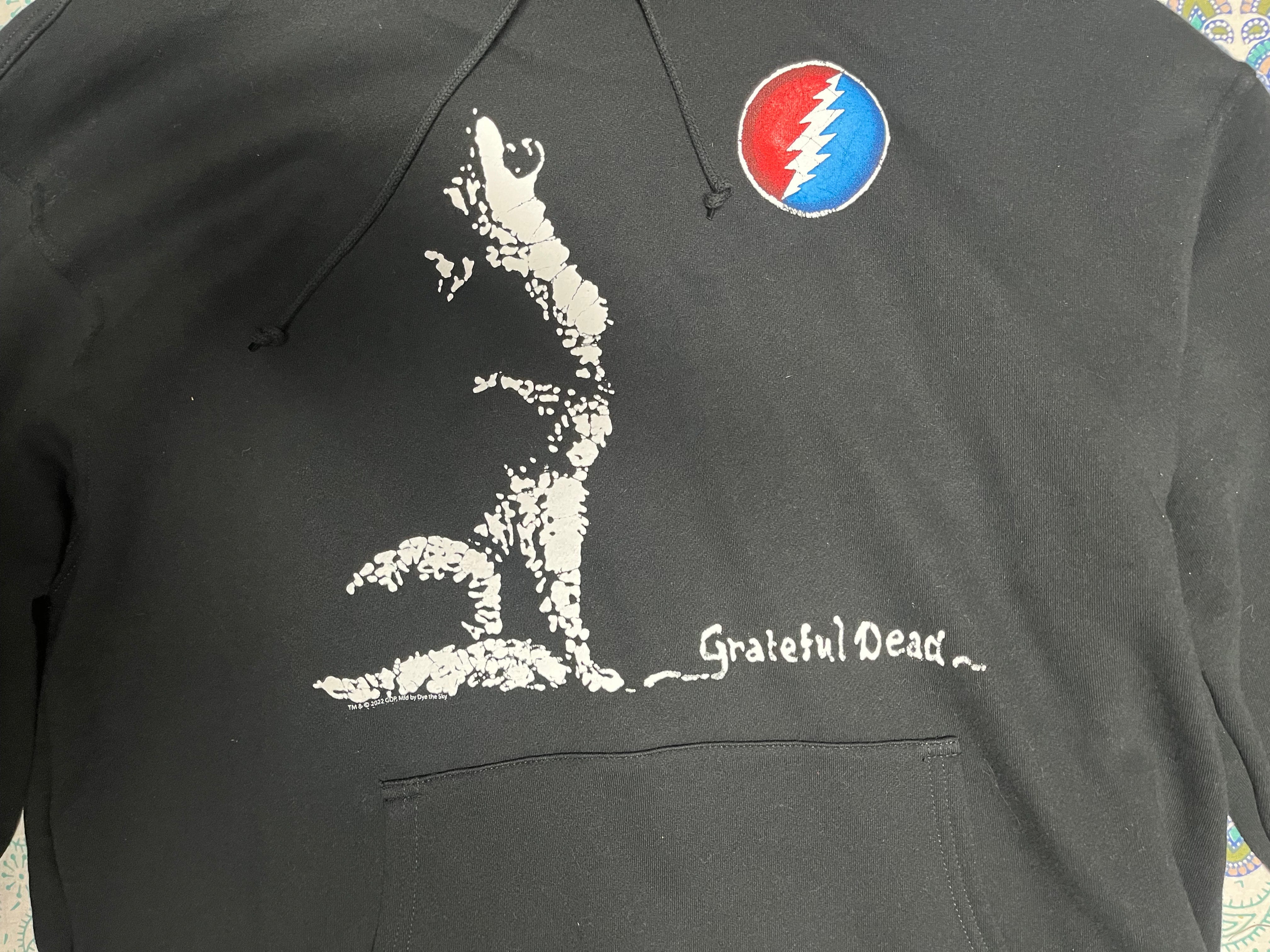 Grateful Dead Wolf Howling At Stealie Hoodie XL