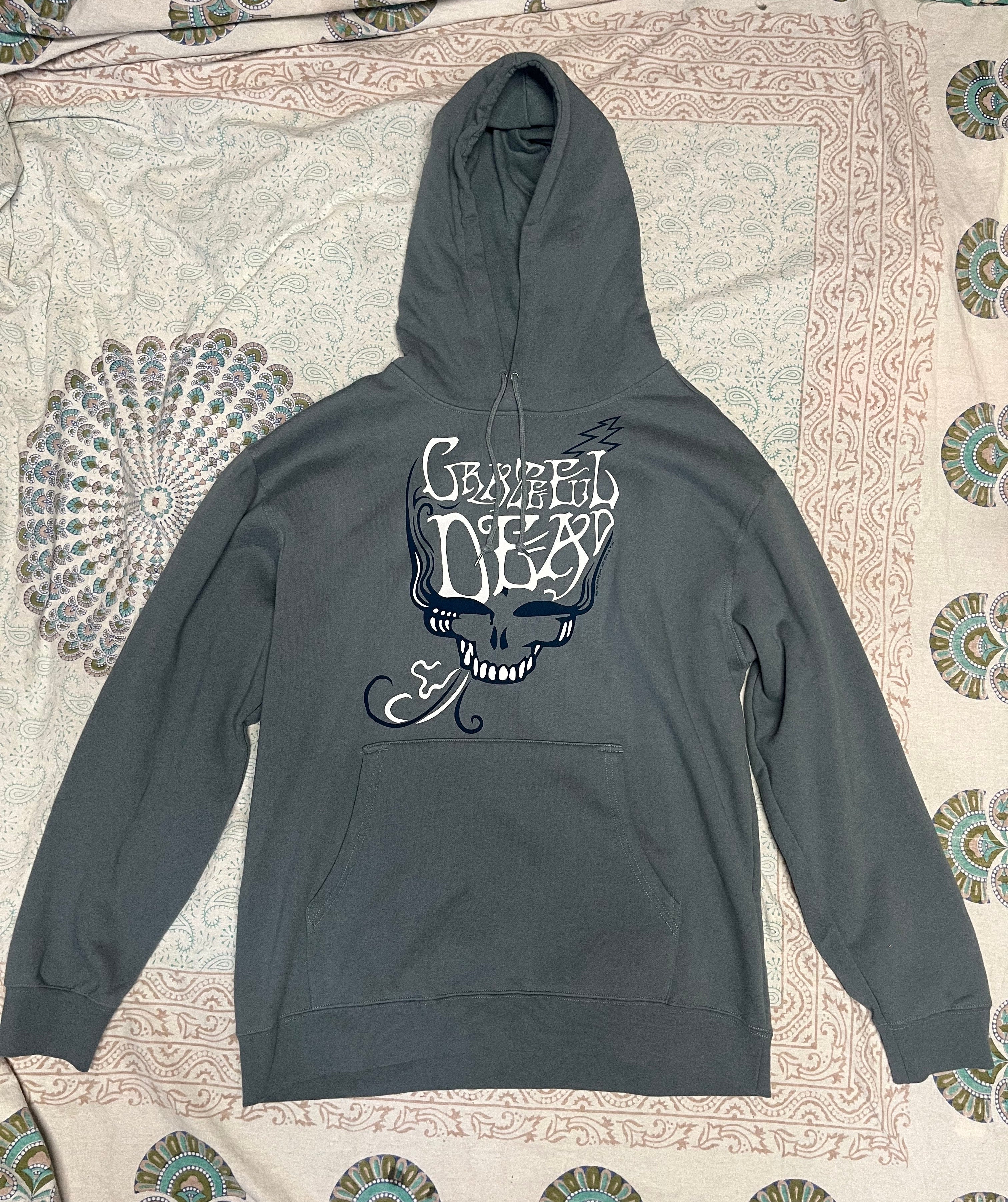 Grateful Dead Grey Skull & Flower Hoodie XL