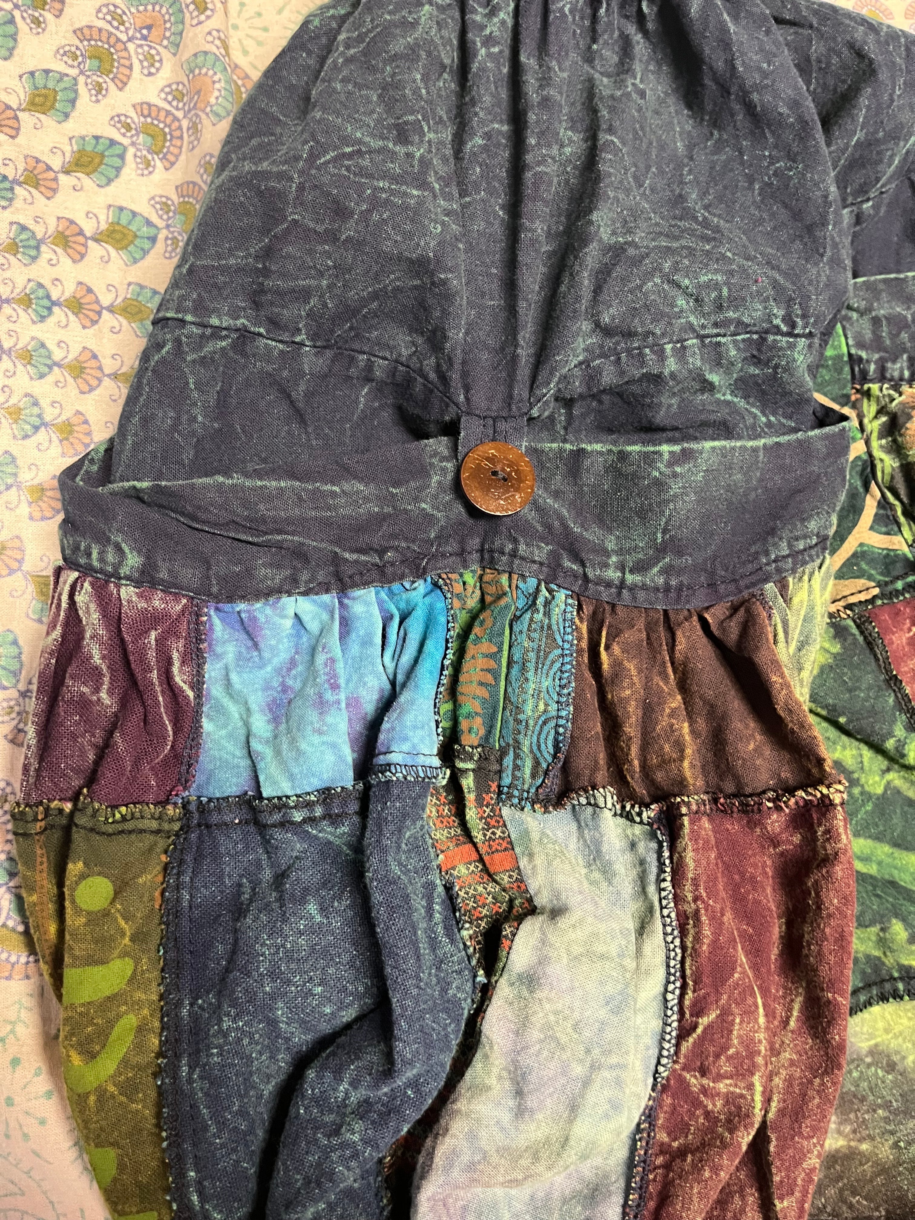 Blue & Green Patchwork Harem Pants