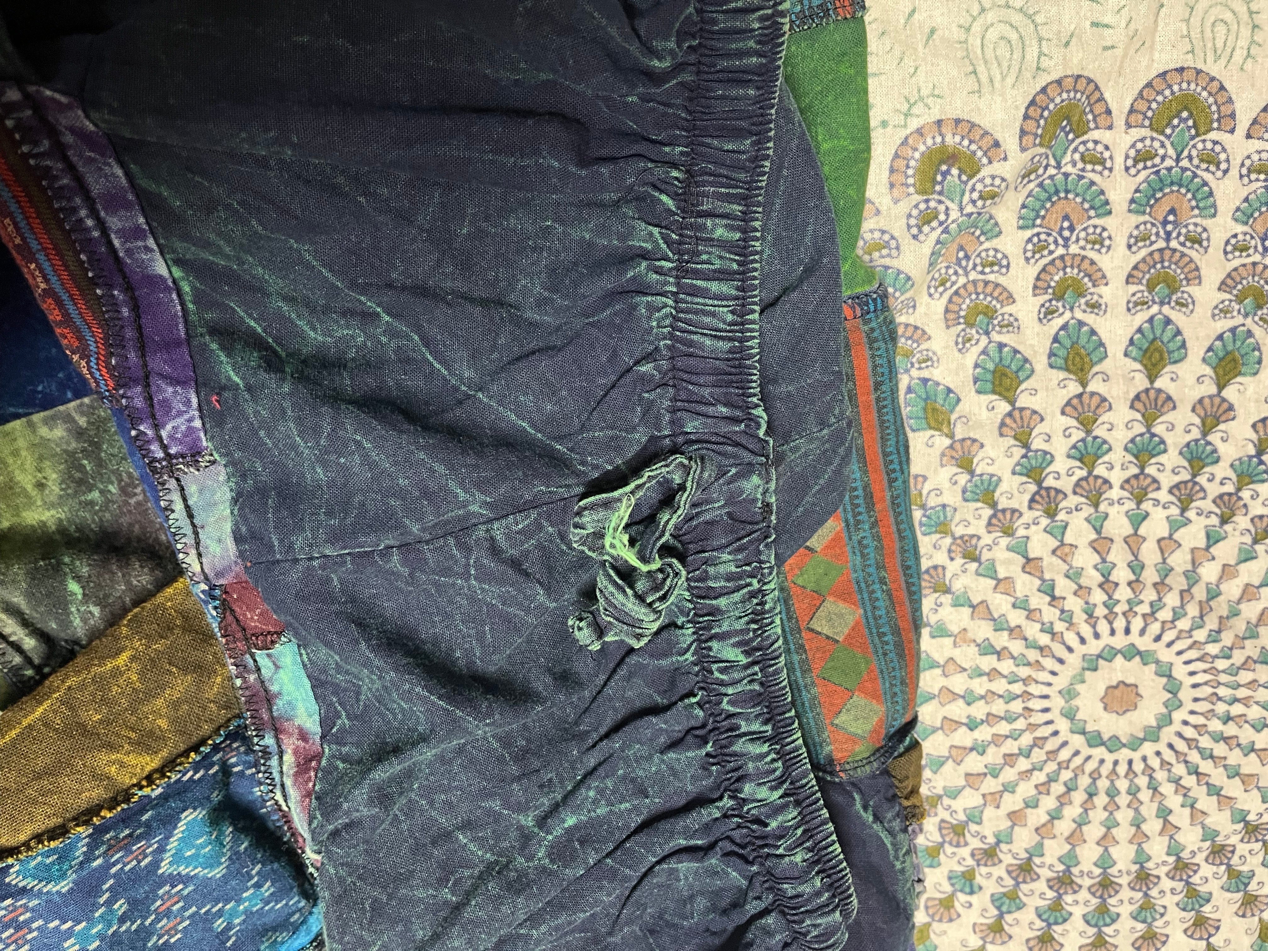 Blue & Green Patchwork Harem Pants