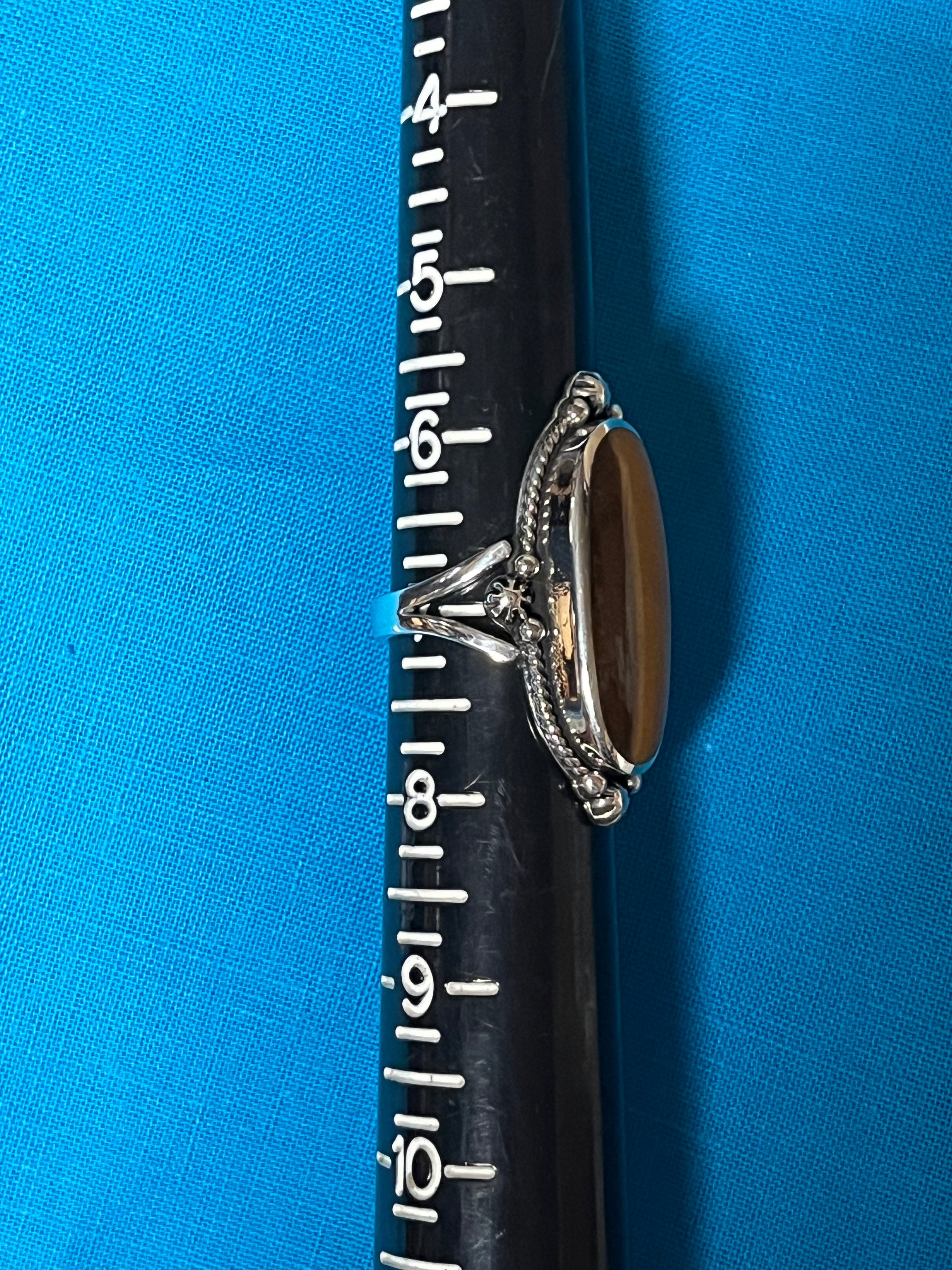 Tiger's Eye & Silver Oval Ring Size 7