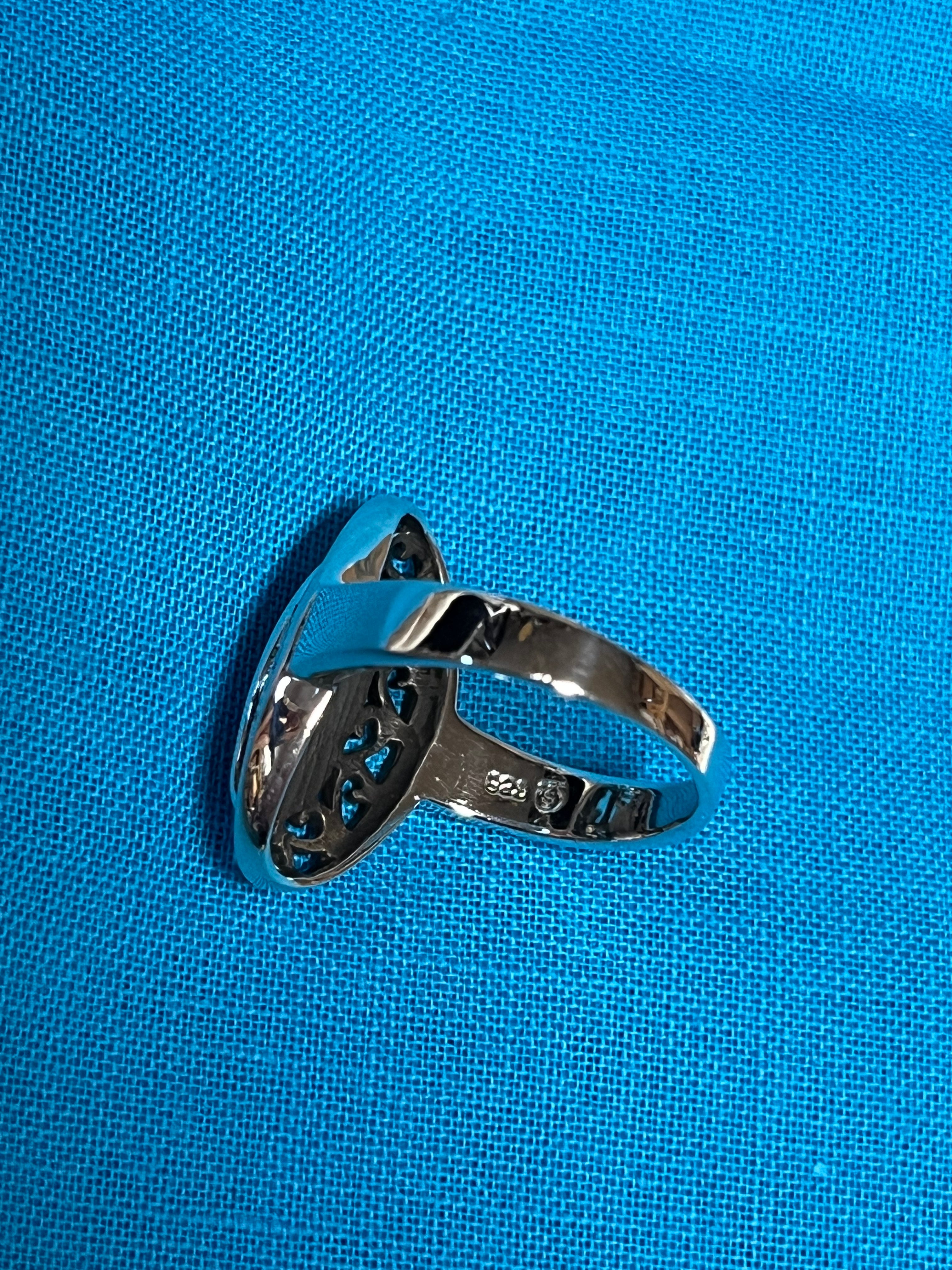 Turquoise & Silver Oval Ring Size 8.5