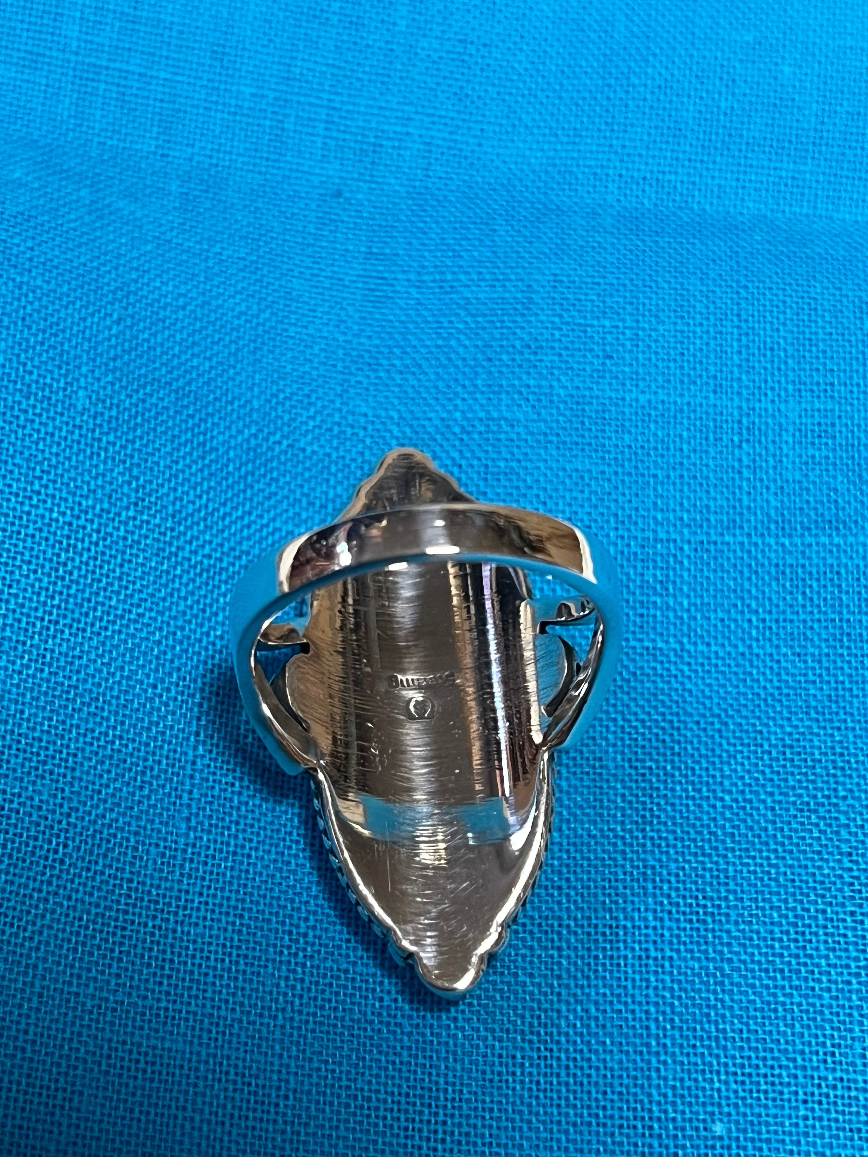 Lapis & Silver Oblong Ring Size 8.5