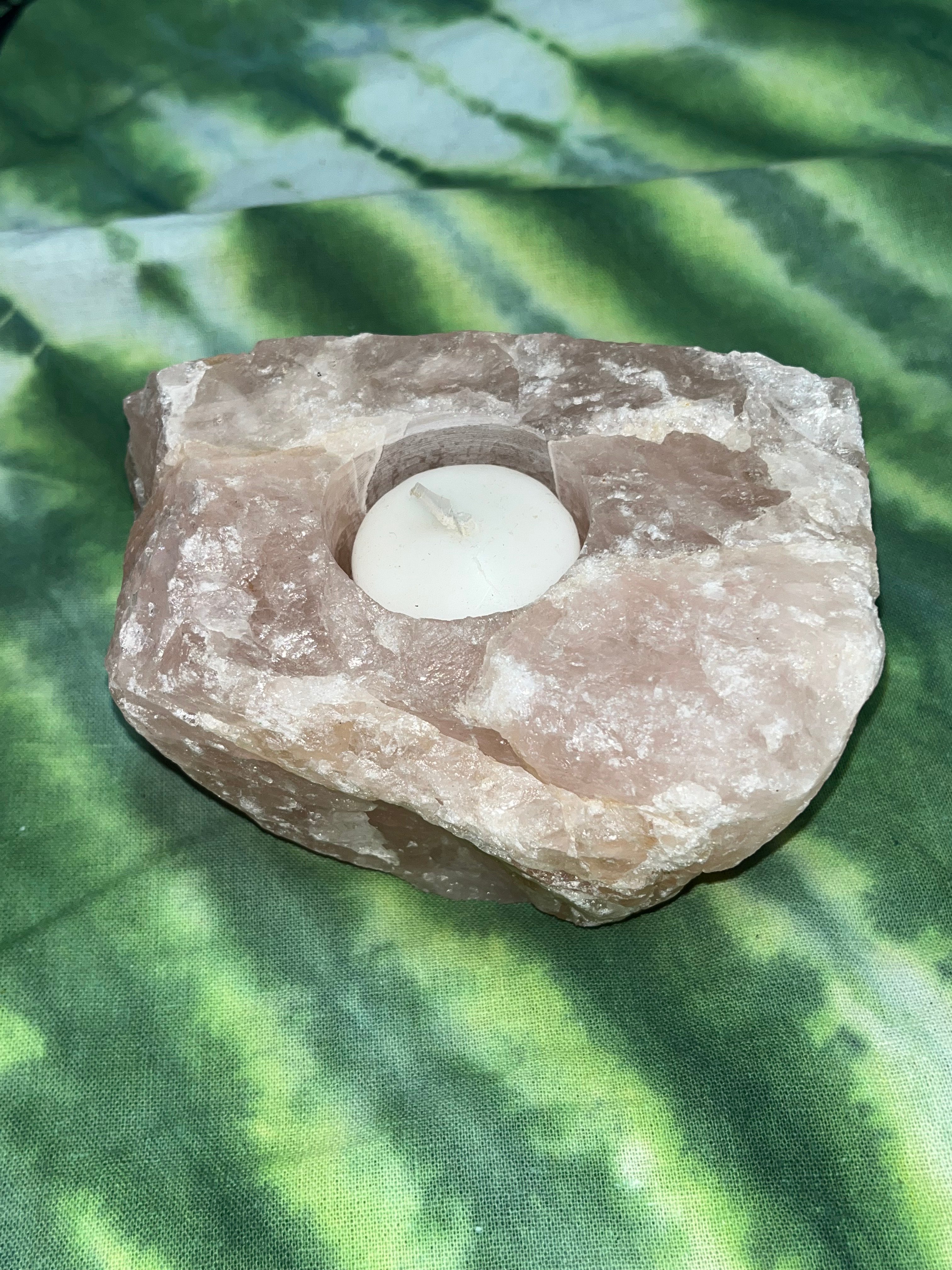 Rose Quartz Tealight Candle Holder