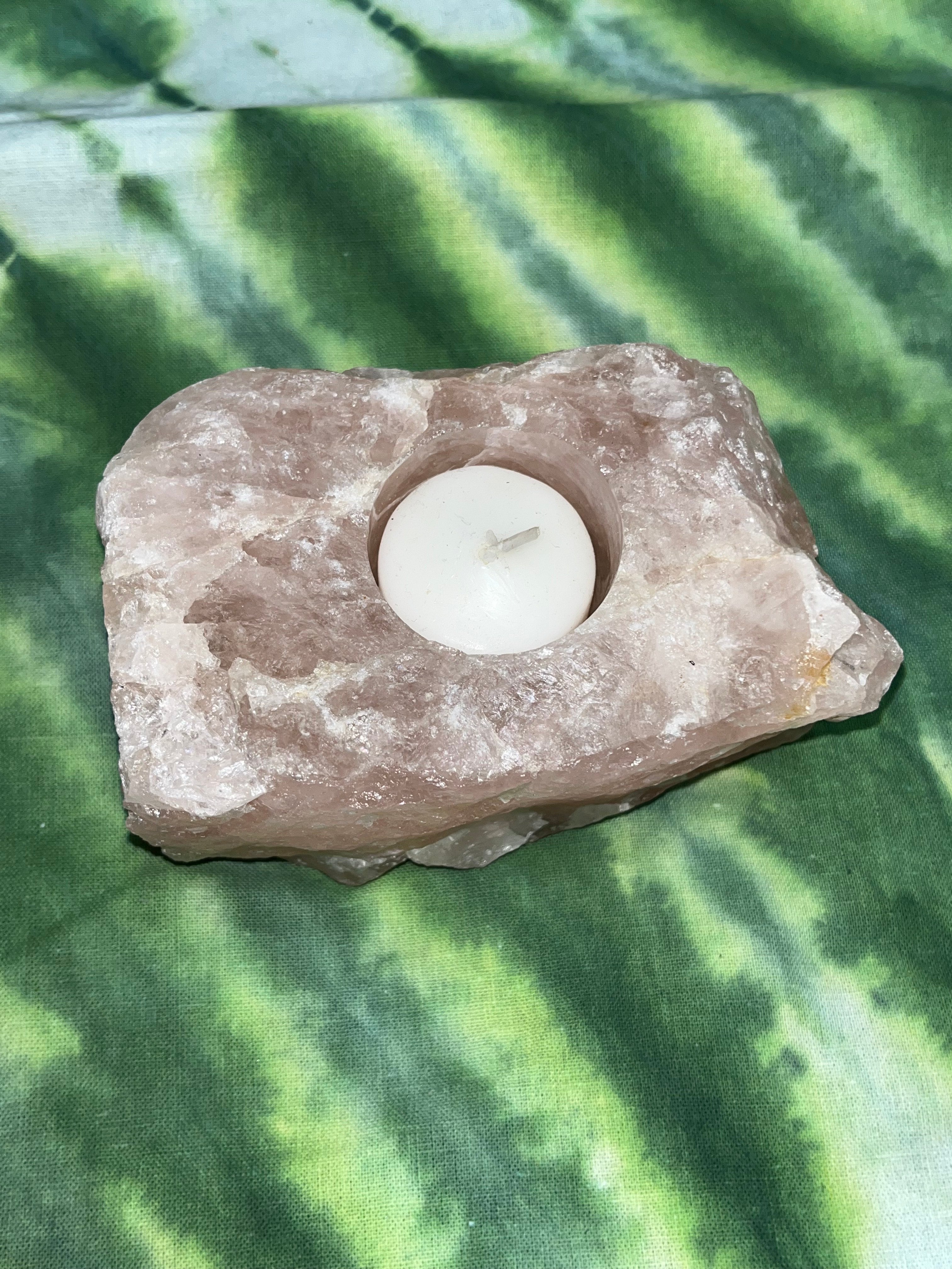 Rose Quartz Tealight Candle Holder