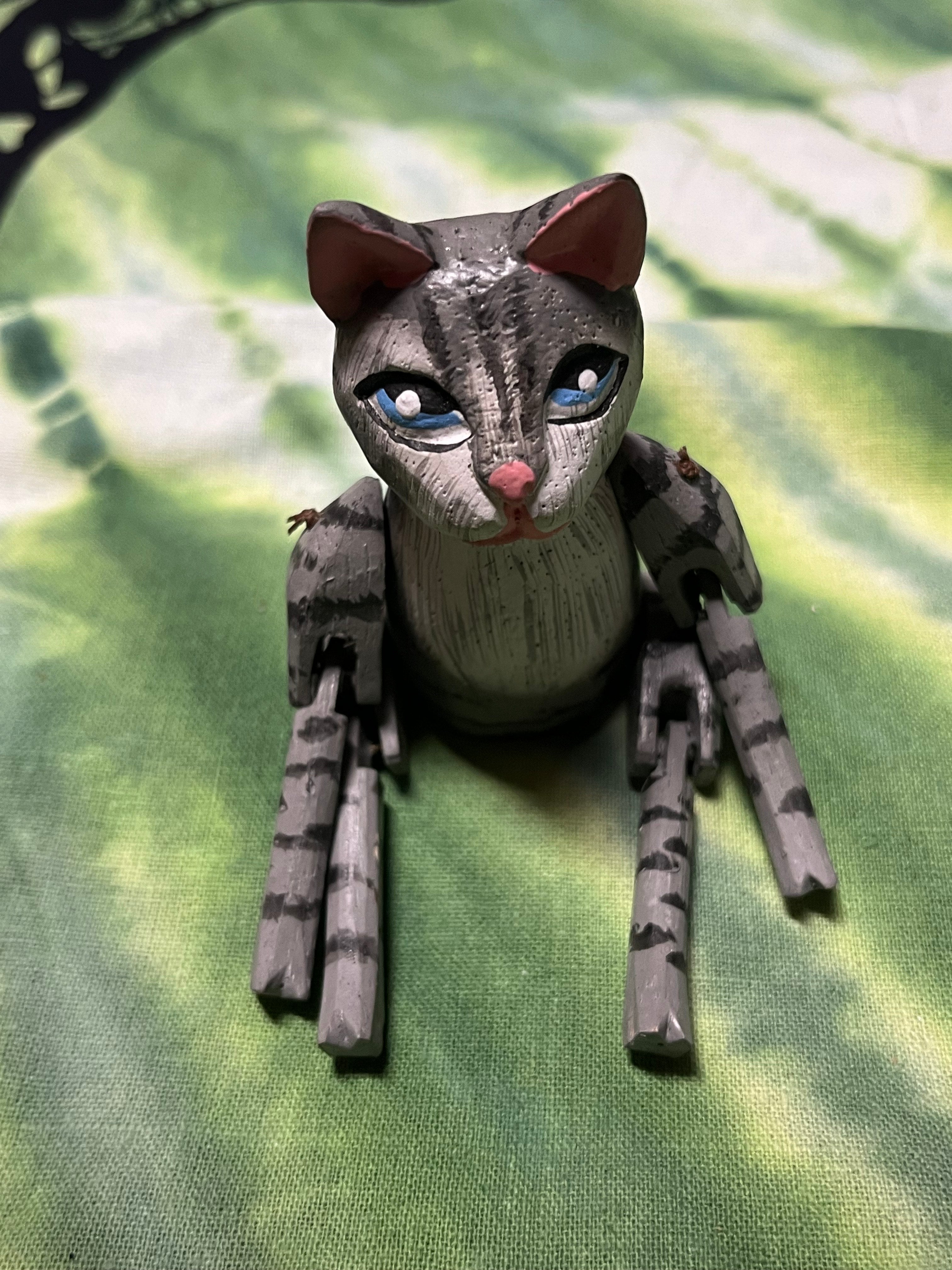 Grey Striped Cat Bendable Figurine