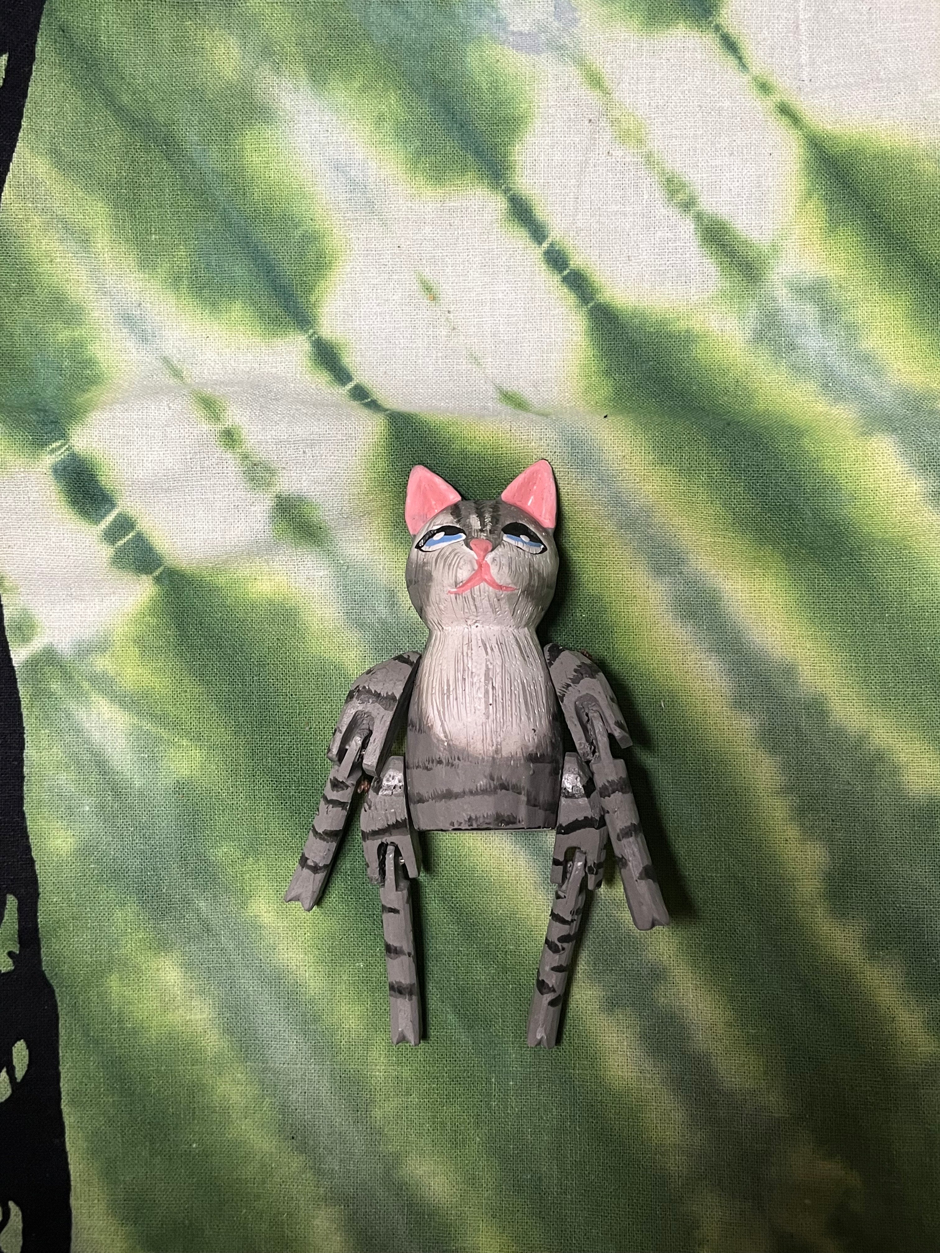 Grey Striped Cat Bendable Figurine