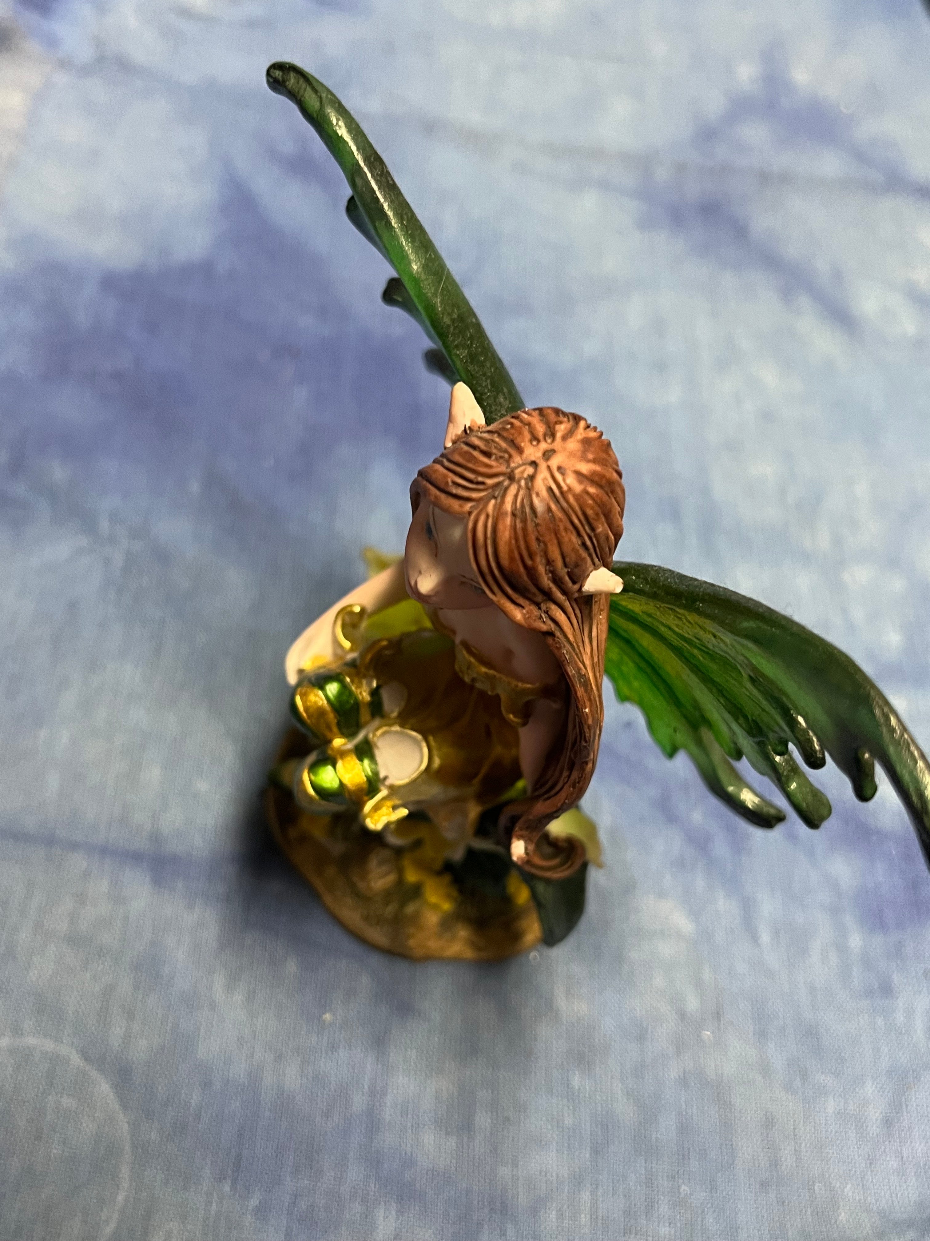 Whimsical Green-Winged Fairy Figurine
