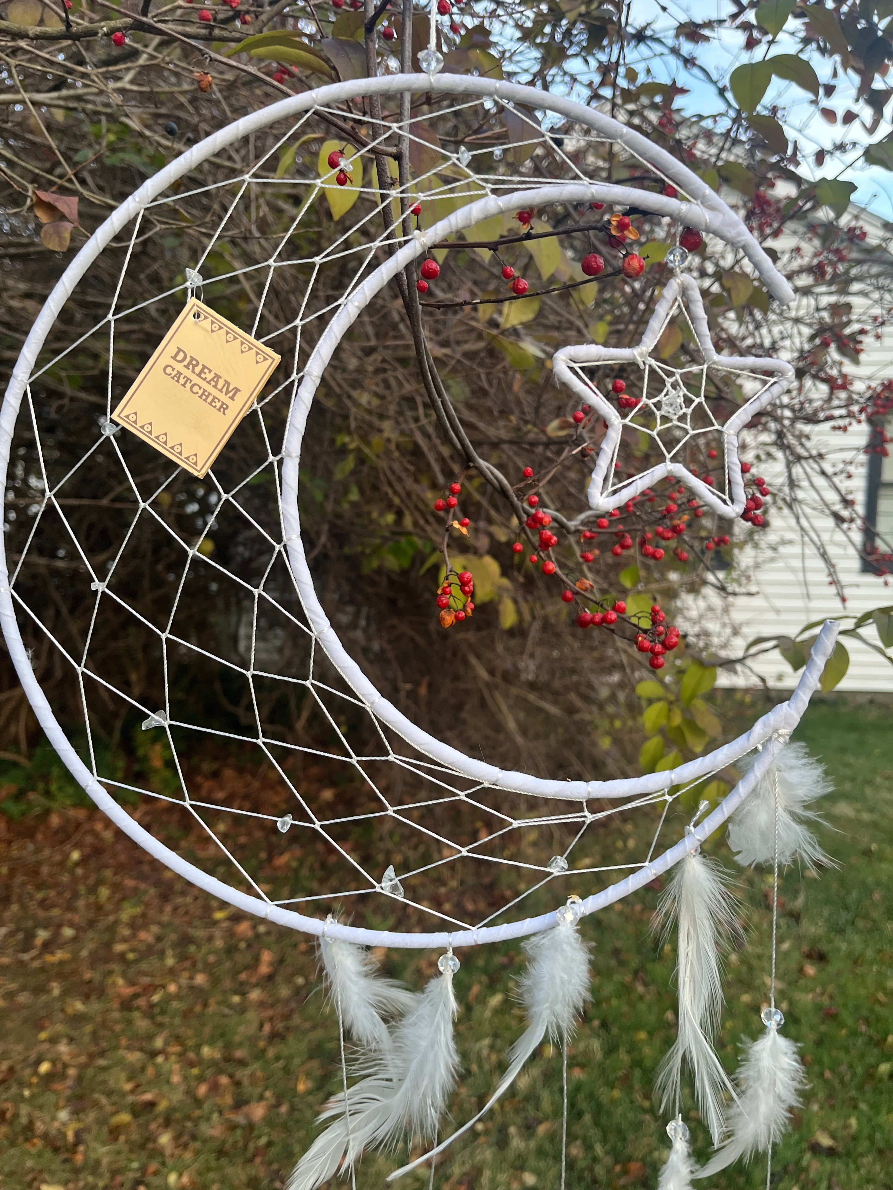 White Moon & Star Dreamcatcher